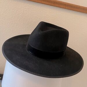 Lucca Couture Black Wide-Brim Felt Rancher Hat